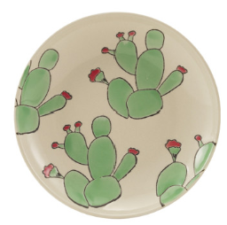Round Hand-Painted Stoneware Plate
