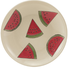 Round Hand-Painted Stoneware Plate