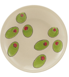 Round Hand-Painted Stoneware Plate