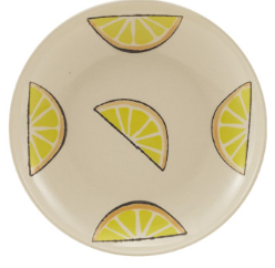 Round Hand-Painted Stoneware Plate