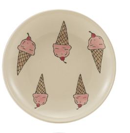 Round Hand-Painted Stoneware Plate