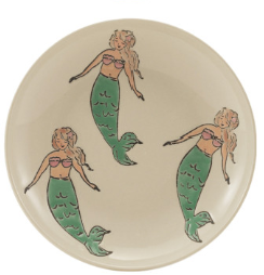 Round Hand-Painted Stoneware Plate