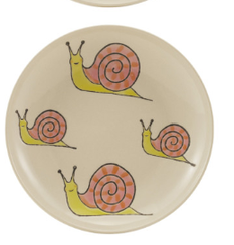 Round Hand-Painted Stoneware Plate