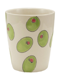Round Hand-Painted Stoneware Cup