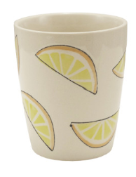 Round Hand-Painted Stoneware Cup