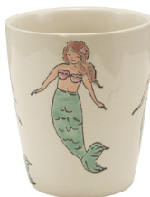 Round Hand-Painted Stoneware Cup