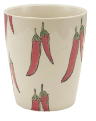 Round Hand-Painted Stoneware Cup