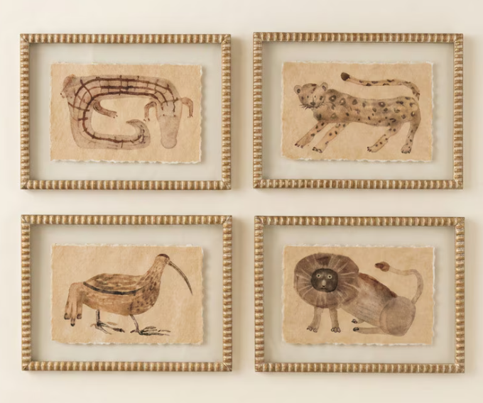 Framed Animal Prints Under Glass