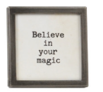 Silver Metal & Glass Framed Magnet with Saying