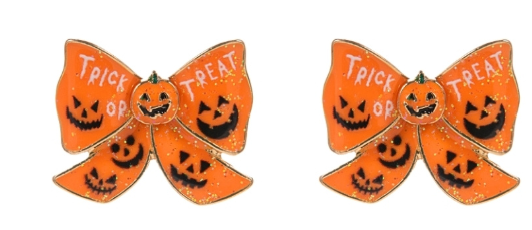 Halloween Bow w/Pumpkin Earrings