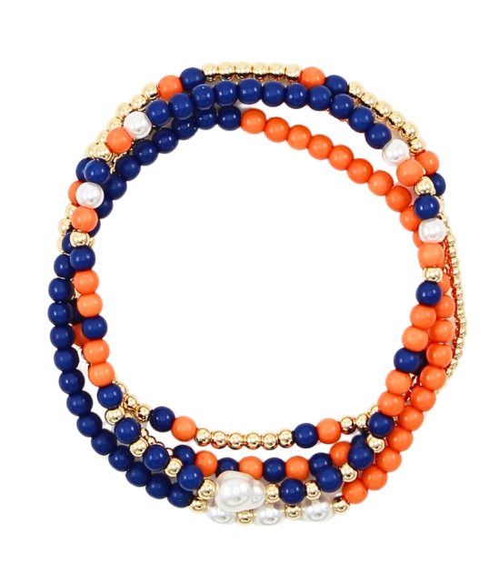 4 Row Football Theme & Pearl Bracelet