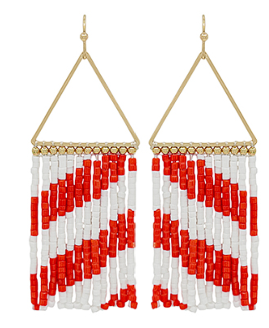 Triangle Seed Bead Tassel Earrings