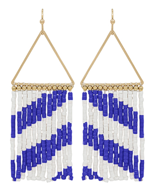 Triangle Seed Bead Tassel Earrings