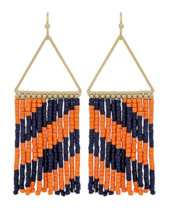Triangle Seed Bead Tassel Earrings