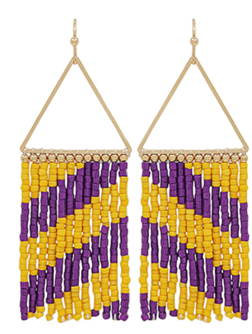 Triangle Seed Bead Tassel Earrings