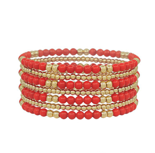 GAMEDAY: 7 Strand Color Bead & CCB Bracelet