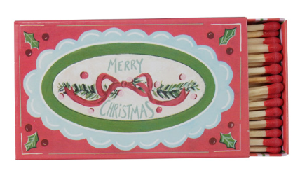 Safety Matches in Embossed Matchbox with Holiday Saying