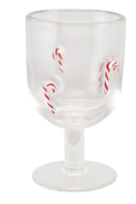 Stemmed Wine Glass with Embedded Holiday Icons