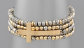 Stackable Cross & Glass Bead Bracelet