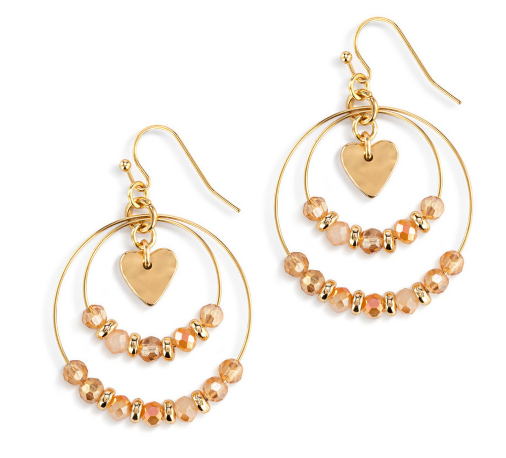 Beaded Love Earrings - Champagne