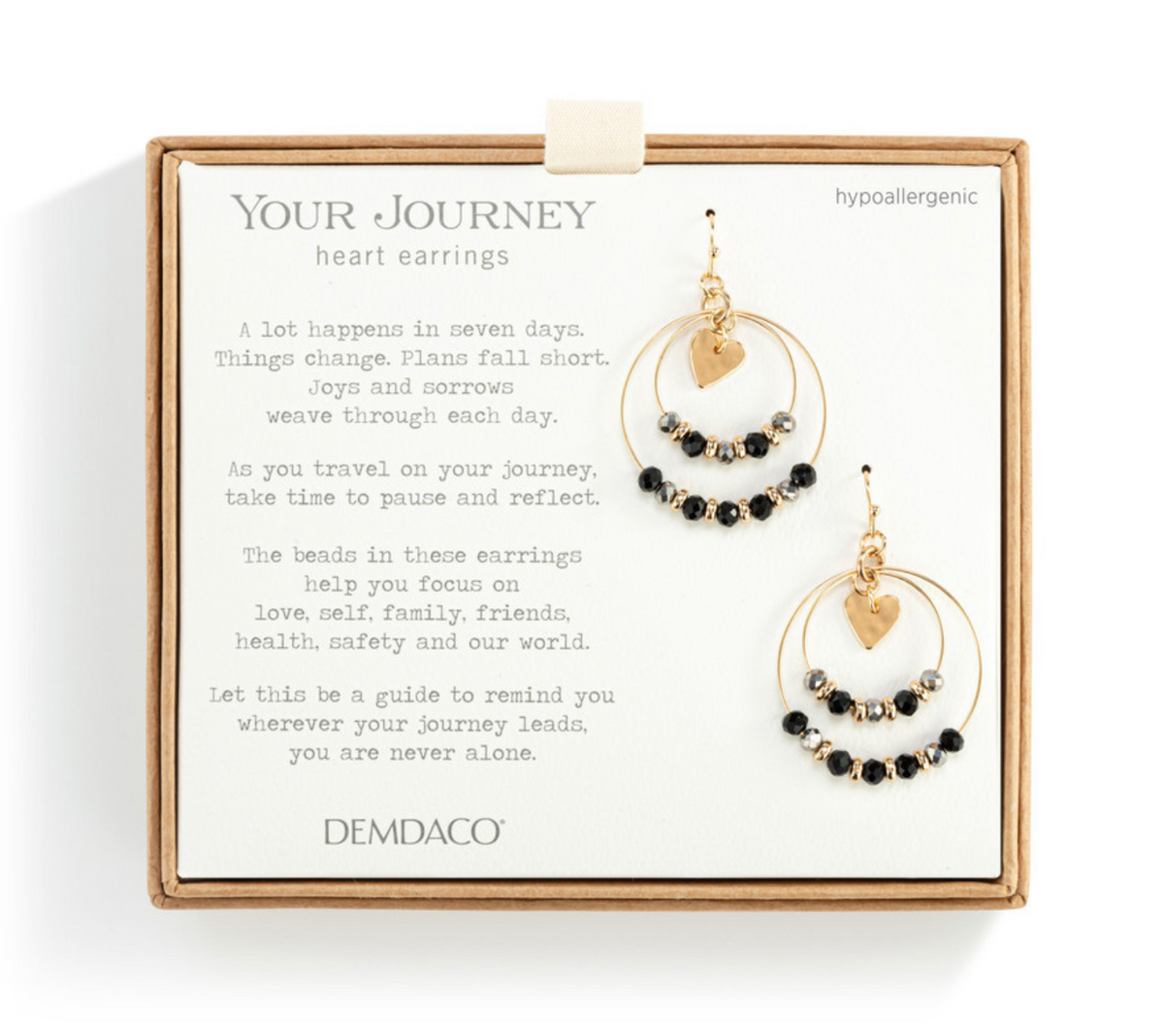 Beaded Love Earrings - Black