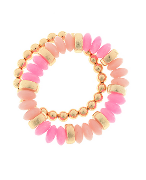 2 Row Color Rondelle Beads Bracelet