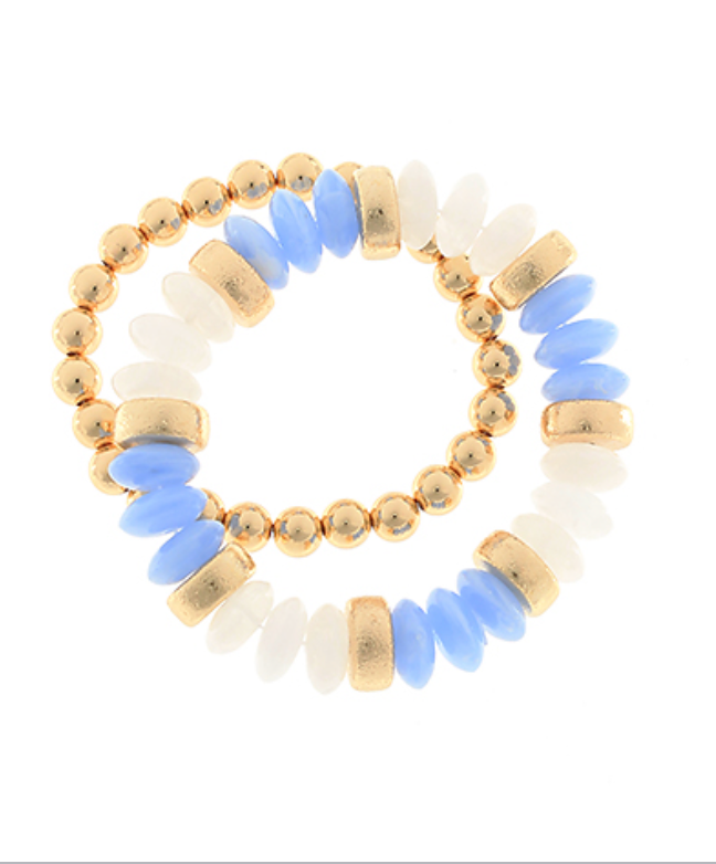 2 Row Color Rondelle Beads Bracelet