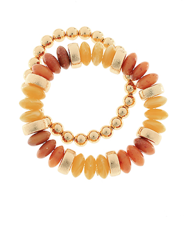 2 Row Color Rondelle Beads Bracelet