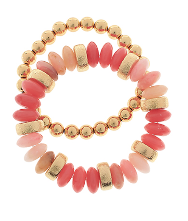 2 Row Color Rondelle Beads Bracelet