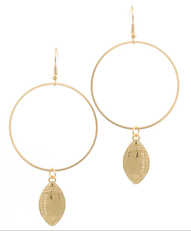 Football Dangling Circle Earrings