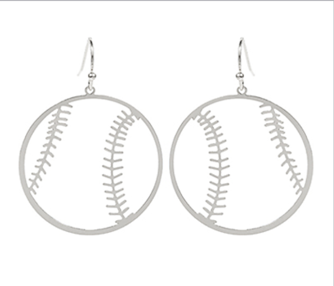 Metal Baseball Earrings