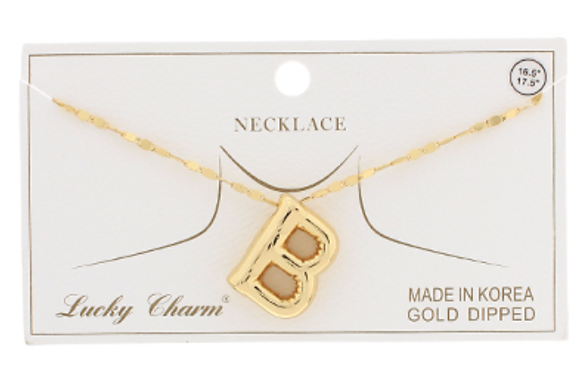 Gold Balloon Letter Initial Necklaces