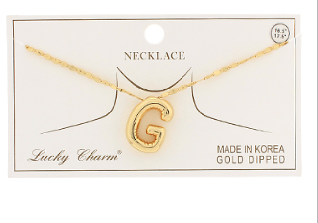 Gold Balloon Letter Initial Necklaces