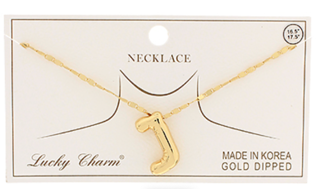 Gold Balloon Letter Initial Necklaces