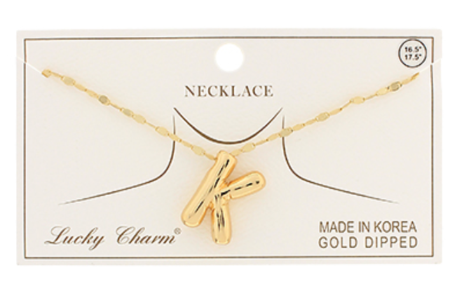 Gold Balloon Letter Initial Necklaces