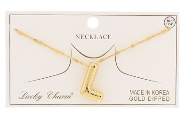 Gold Balloon Letter Initial Necklaces