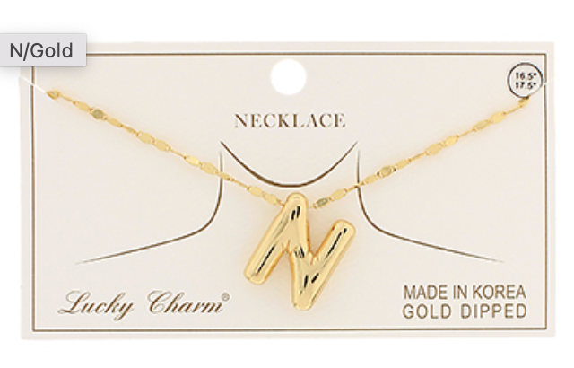 Gold Balloon Letter Initial Necklaces