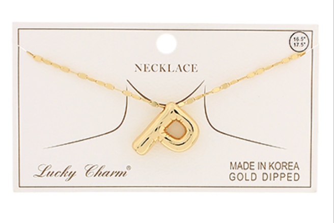 Gold Balloon Letter Initial Necklaces