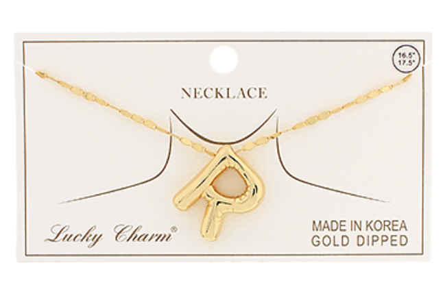 Gold Balloon Letter Initial Necklaces