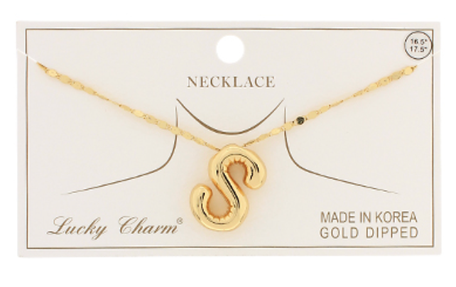 Gold Balloon Letter Initial Necklaces
