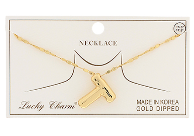 Gold Balloon Letter Initial Necklaces