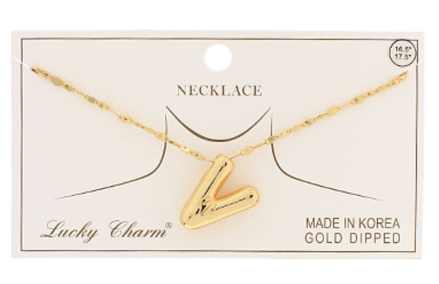 Gold Balloon Letter Initial Necklaces