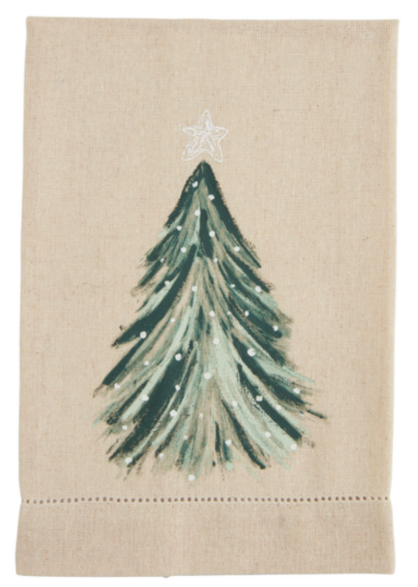 White Painted Christmas Towels