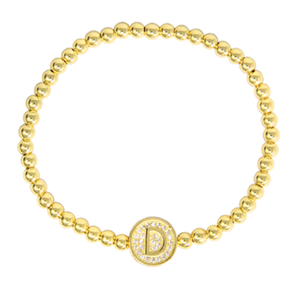 Initial & Stainless Steel Ball Bracelet