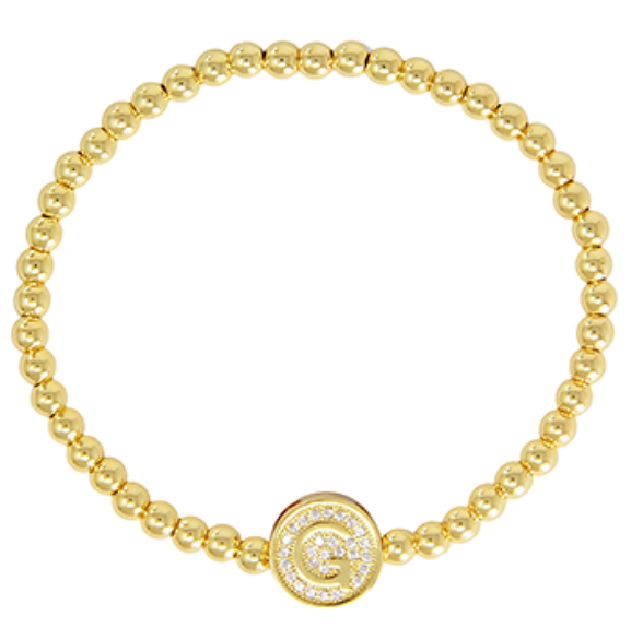 Initial & Stainless Steel Ball Bracelet
