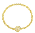 Initial & Stainless Steel Ball Bracelet