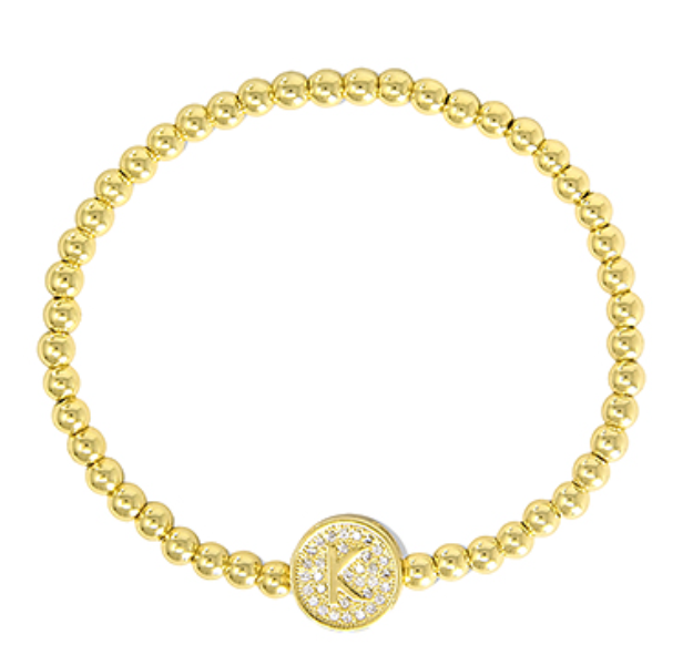Initial & Stainless Steel Ball Bracelet