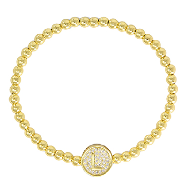 Initial & Stainless Steel Ball Bracelet