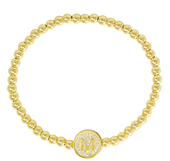 Initial & Stainless Steel Ball Bracelet