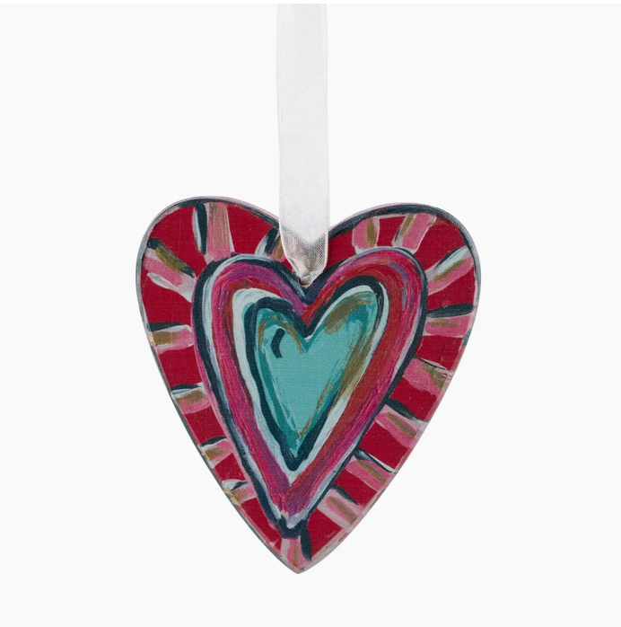 Painted Wood Heart Ornaments